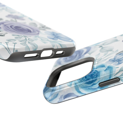Elegant Blue & Violet Roses MagSafe Case – Artistic Floral Protection with Magnetic Charging Compatibility - BOGO Cases