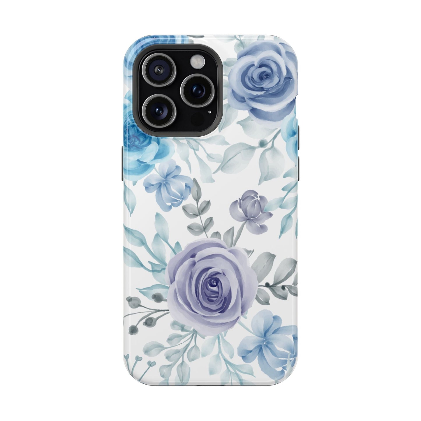 Elegant Blue & Violet Roses MagSafe Case – Artistic Floral Protection with Magnetic Charging Compatibility - BOGO Cases