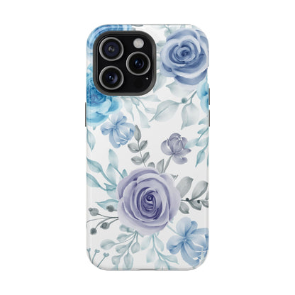 Elegant Blue & Violet Roses MagSafe Case – Artistic Floral Protection with Magnetic Charging Compatibility - BOGO Cases
