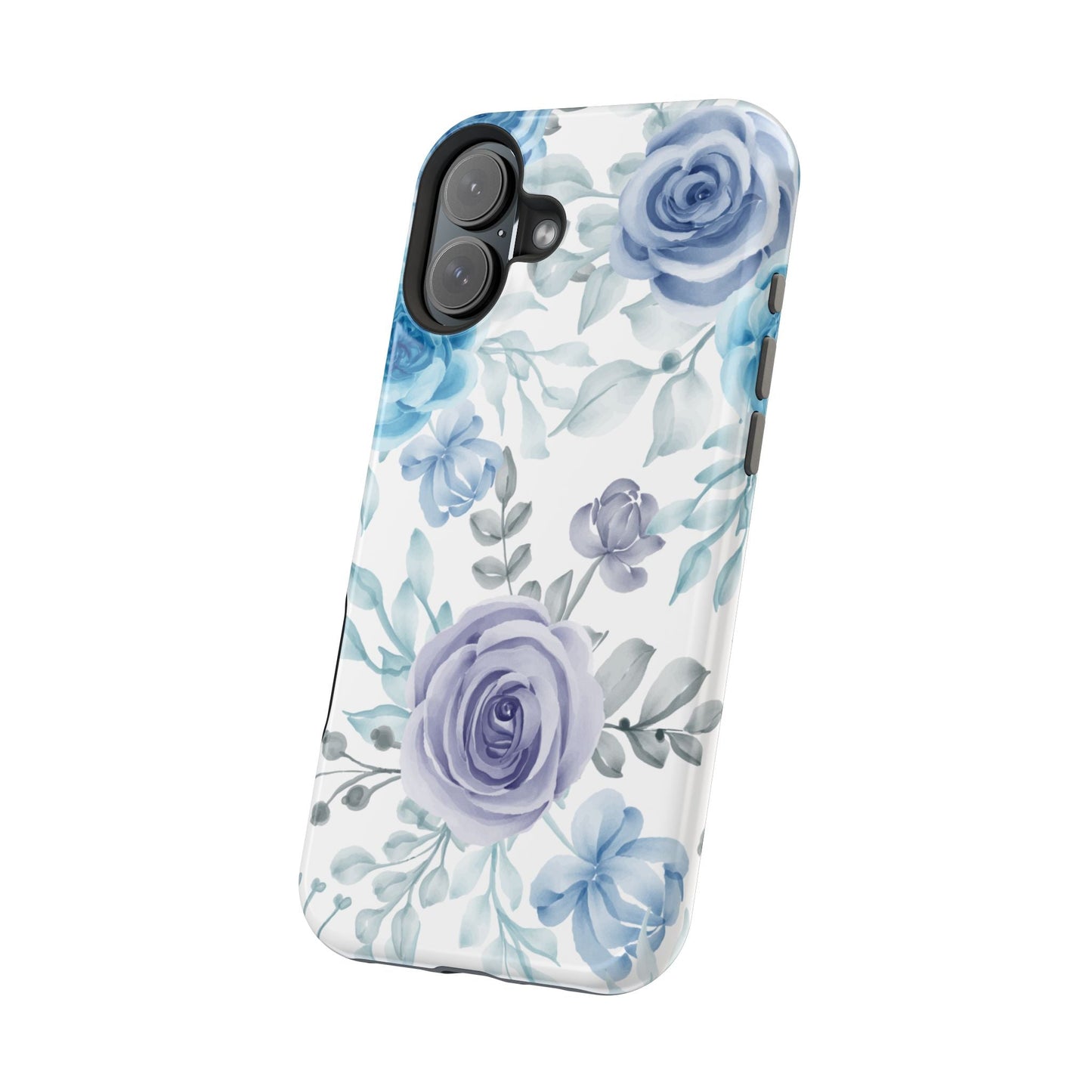Elegant Blue & Violet Roses MagSafe Case – Artistic Floral Protection with Magnetic Charging Compatibility - BOGO Cases