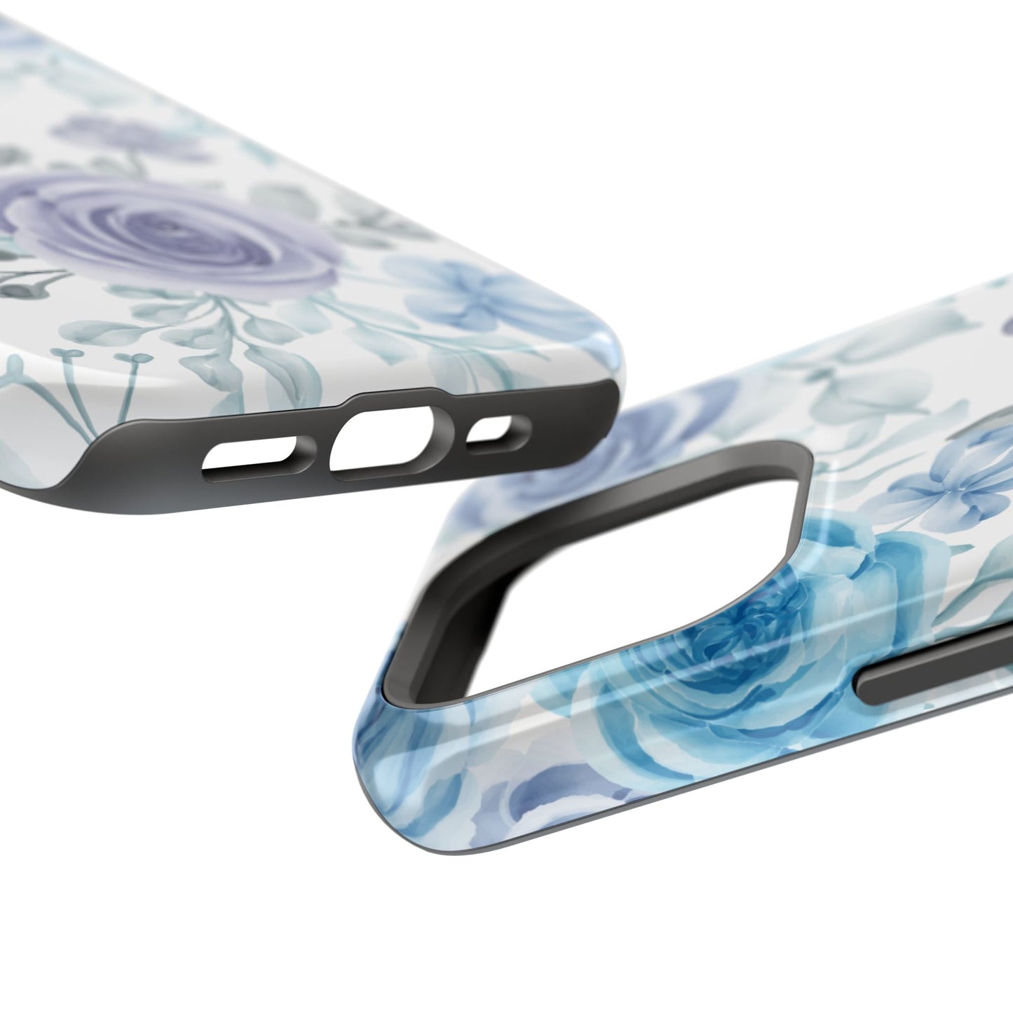 Elegant Blue & Violet Roses MagSafe Case – Artistic Floral Protection with Magnetic Charging Compatibility - BOGO Cases