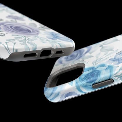 Elegant Blue & Violet Roses MagSafe Case – Artistic Floral Protection with Magnetic Charging Compatibility - BOGO Cases