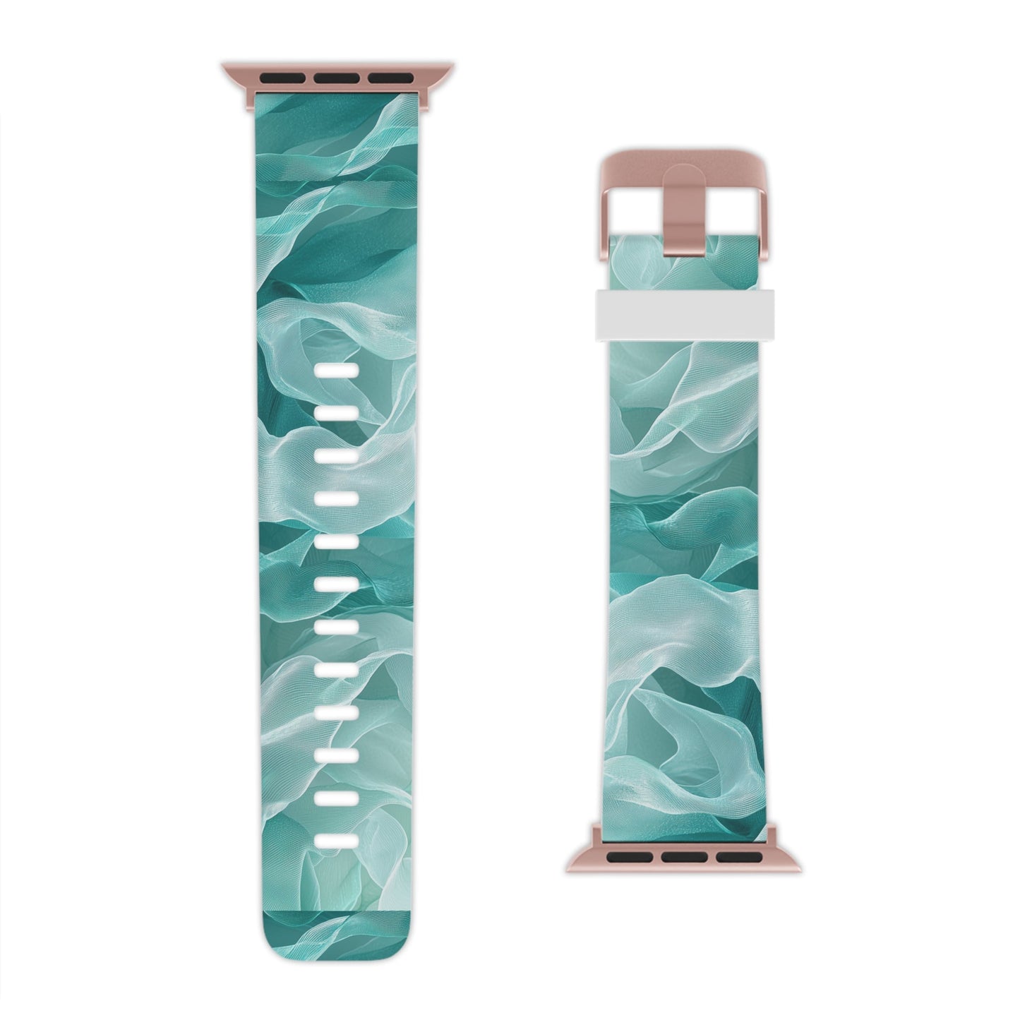 Elegant Flowing Teal Fabric Apple Watch Band - BOGO Cases