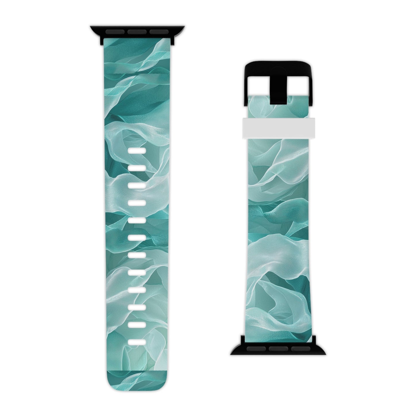 Elegant Flowing Teal Fabric Apple Watch Band - BOGO Cases