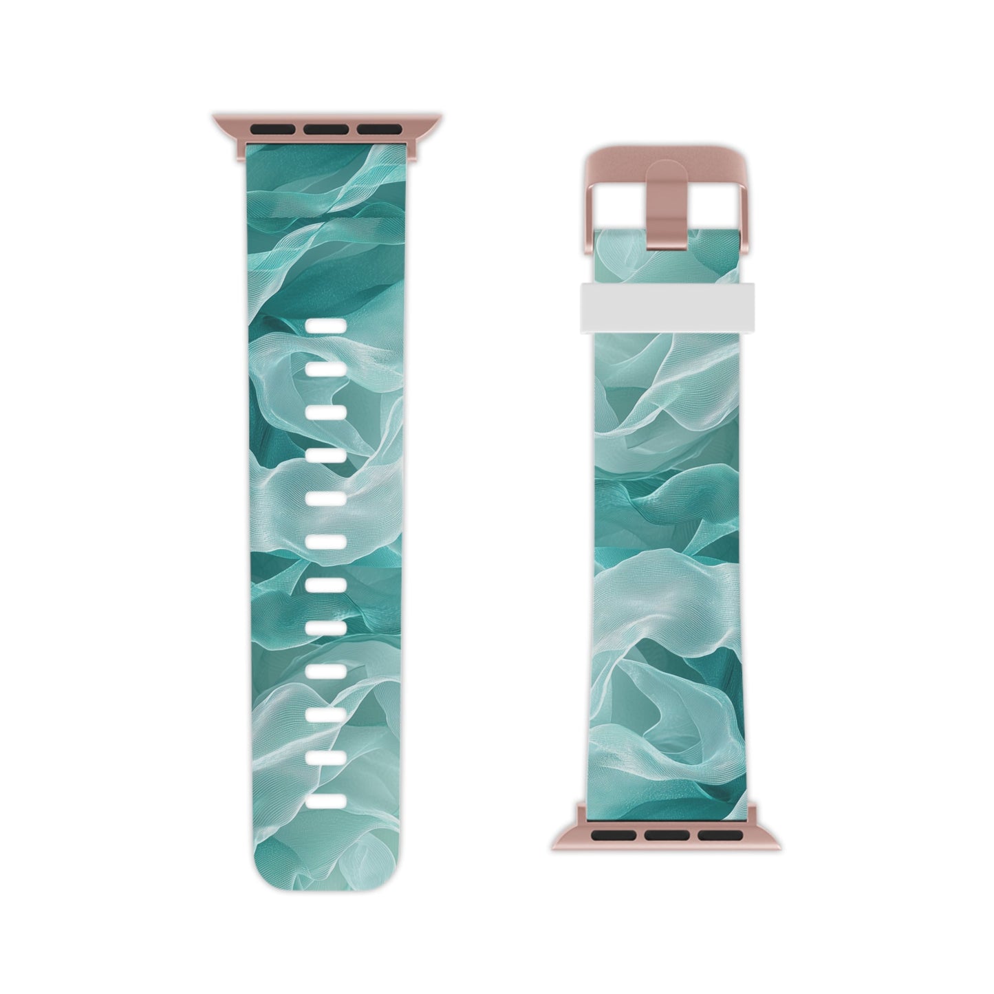 Elegant Flowing Teal Fabric Apple Watch Band - BOGO Cases