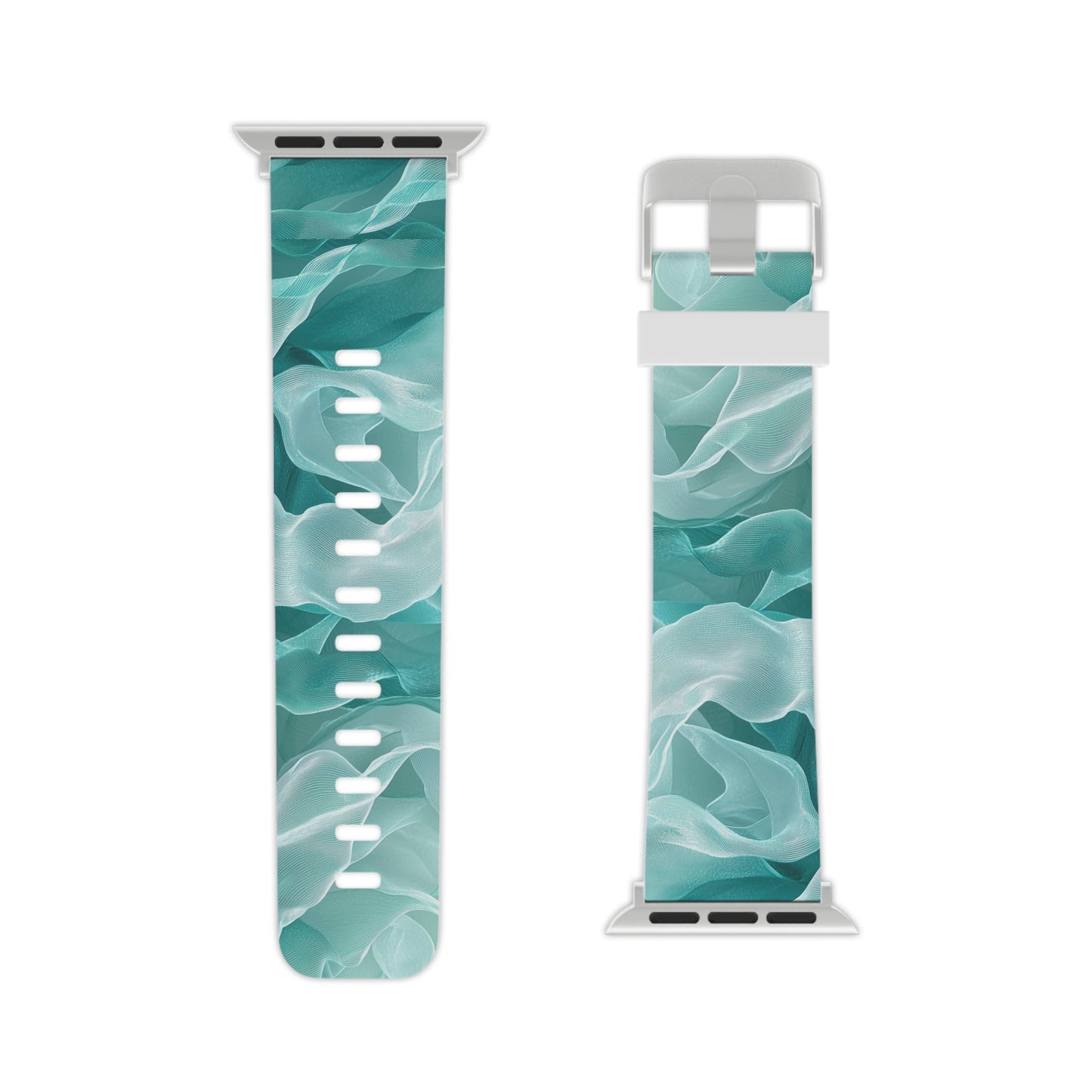 Elegant Flowing Teal Fabric Apple Watch Band - BOGO Cases