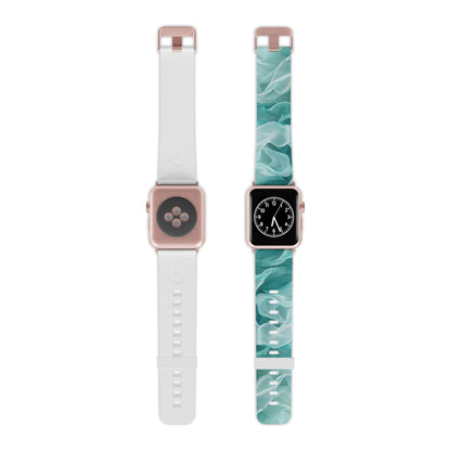 Elegant Flowing Teal Fabric Apple Watch Band - BOGO Cases
