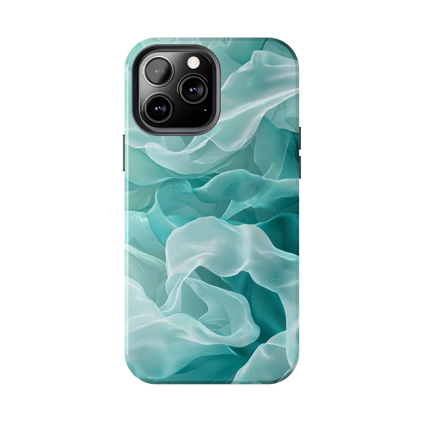 Elegant Flowing Teal Fabric iPhone Case – Soft Waves Design - BOGO Cases