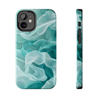 Elegant Flowing Teal Fabric iPhone Case – Soft Waves Design - BOGO Cases