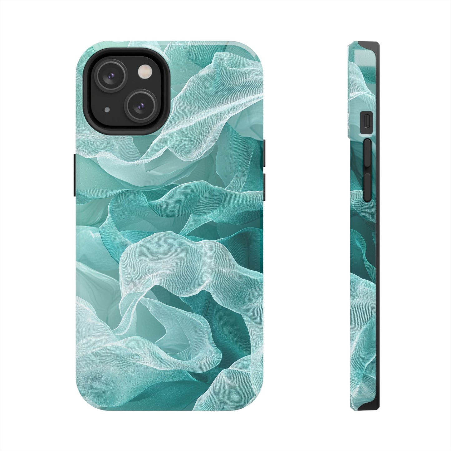 Elegant Flowing Teal Fabric iPhone Case – Soft Waves Design - BOGO Cases