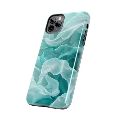 Elegant Flowing Teal Fabric iPhone Case – Soft Waves Design - BOGO Cases