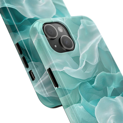 Elegant Flowing Teal Fabric iPhone Case – Soft Waves Design - BOGO Cases