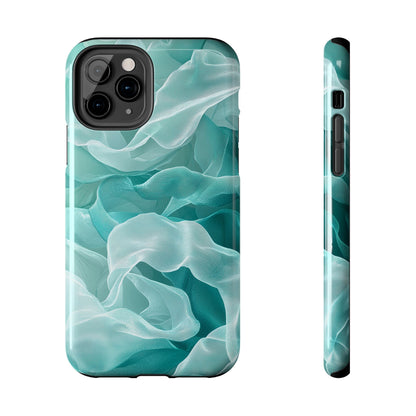 Elegant Flowing Teal Fabric iPhone Case – Soft Waves Design - BOGO Cases