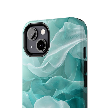 Elegant Flowing Teal Fabric iPhone Case – Soft Waves Design - BOGO Cases