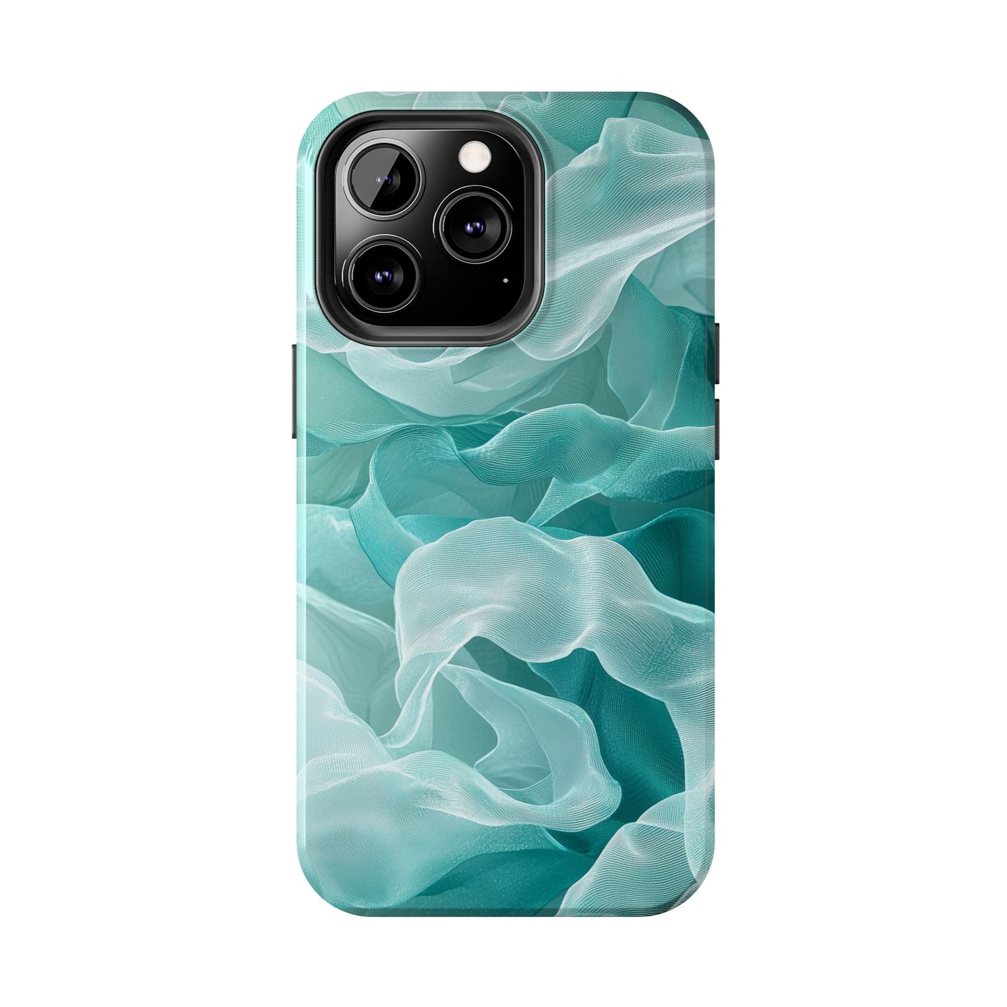 Elegant Flowing Teal Fabric iPhone Case – Soft Waves Design - BOGO Cases