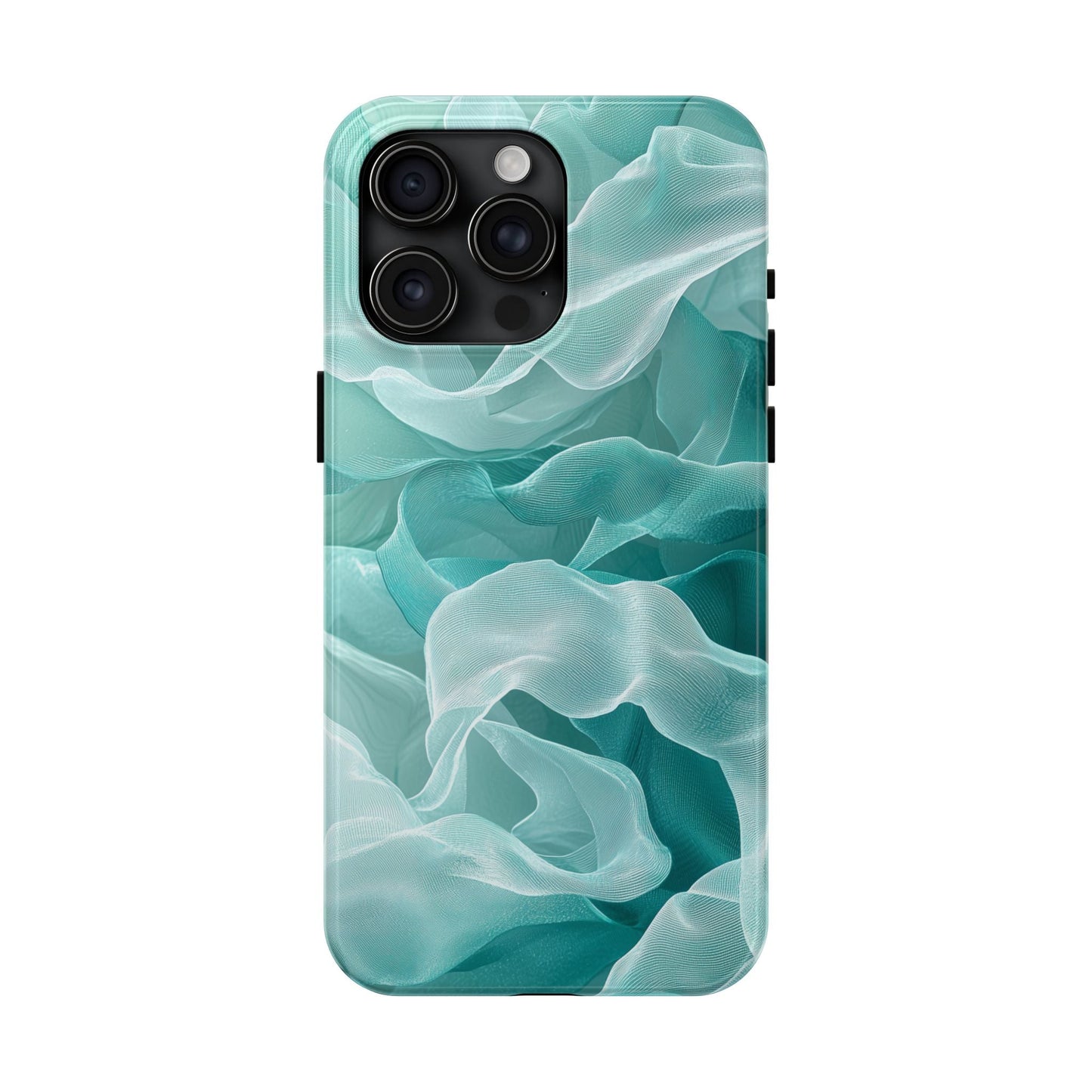 Elegant Flowing Teal Fabric iPhone Case – Soft Waves Design - BOGO Cases