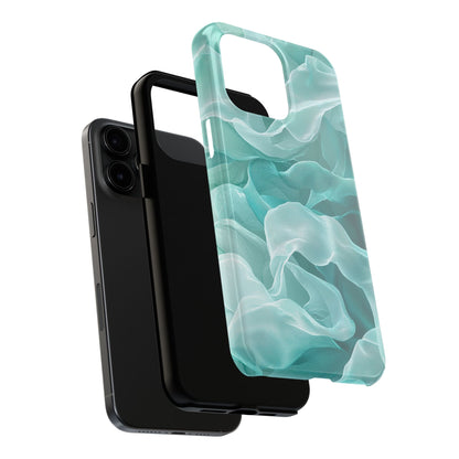 Elegant Flowing Teal Fabric iPhone Case – Soft Waves Design - BOGO Cases