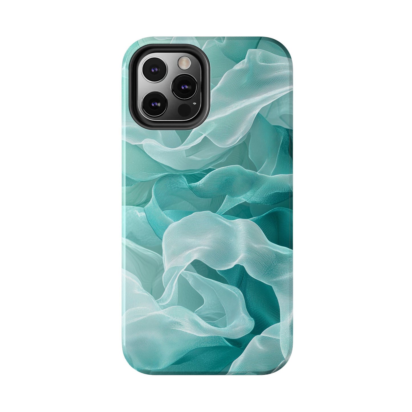 Elegant Flowing Teal Fabric iPhone Case – Soft Waves Design - BOGO Cases