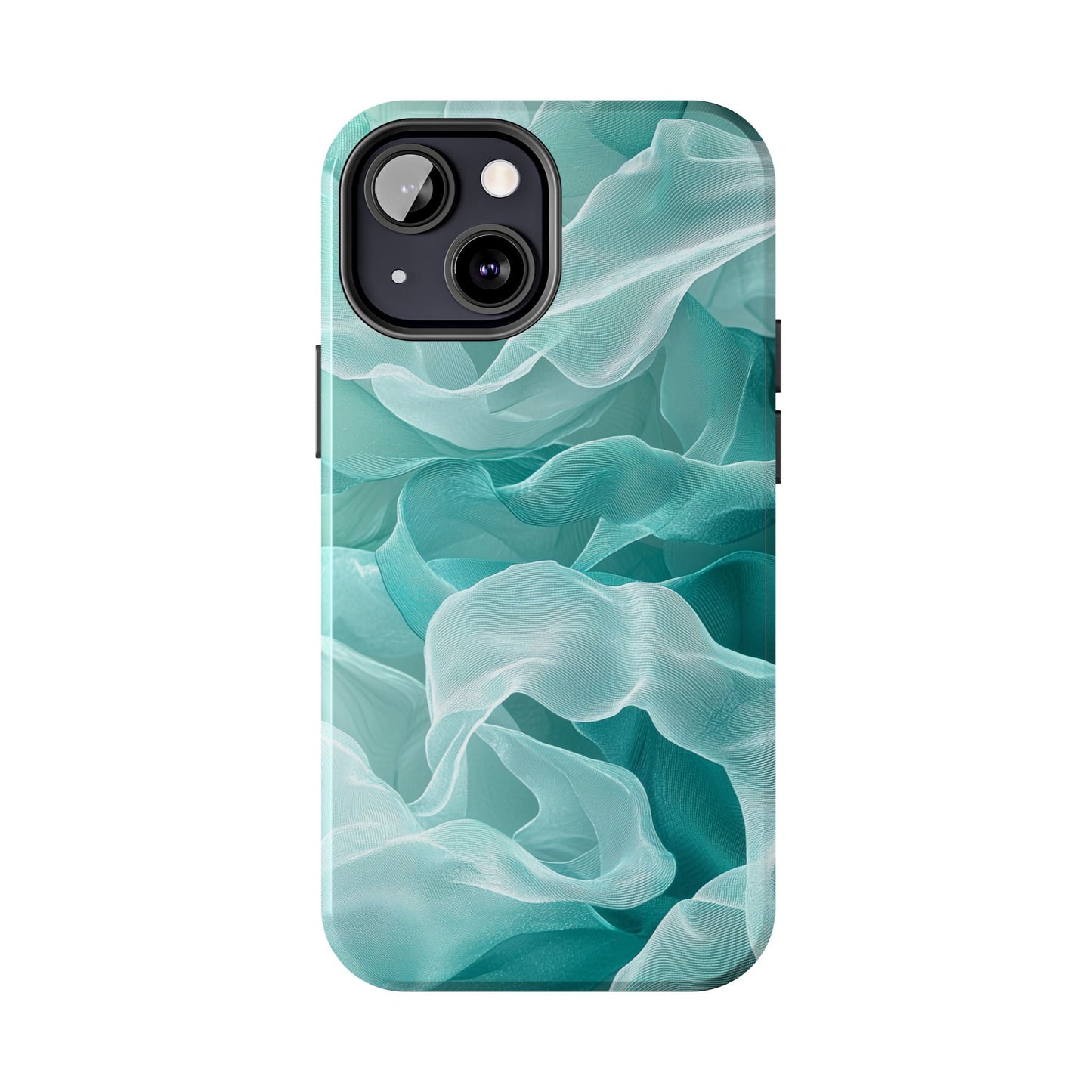 Elegant Flowing Teal Fabric iPhone Case – Soft Waves Design - BOGO Cases