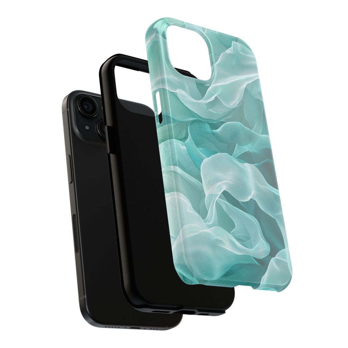 Elegant Flowing Teal Fabric iPhone Case – Soft Waves Design - BOGO Cases