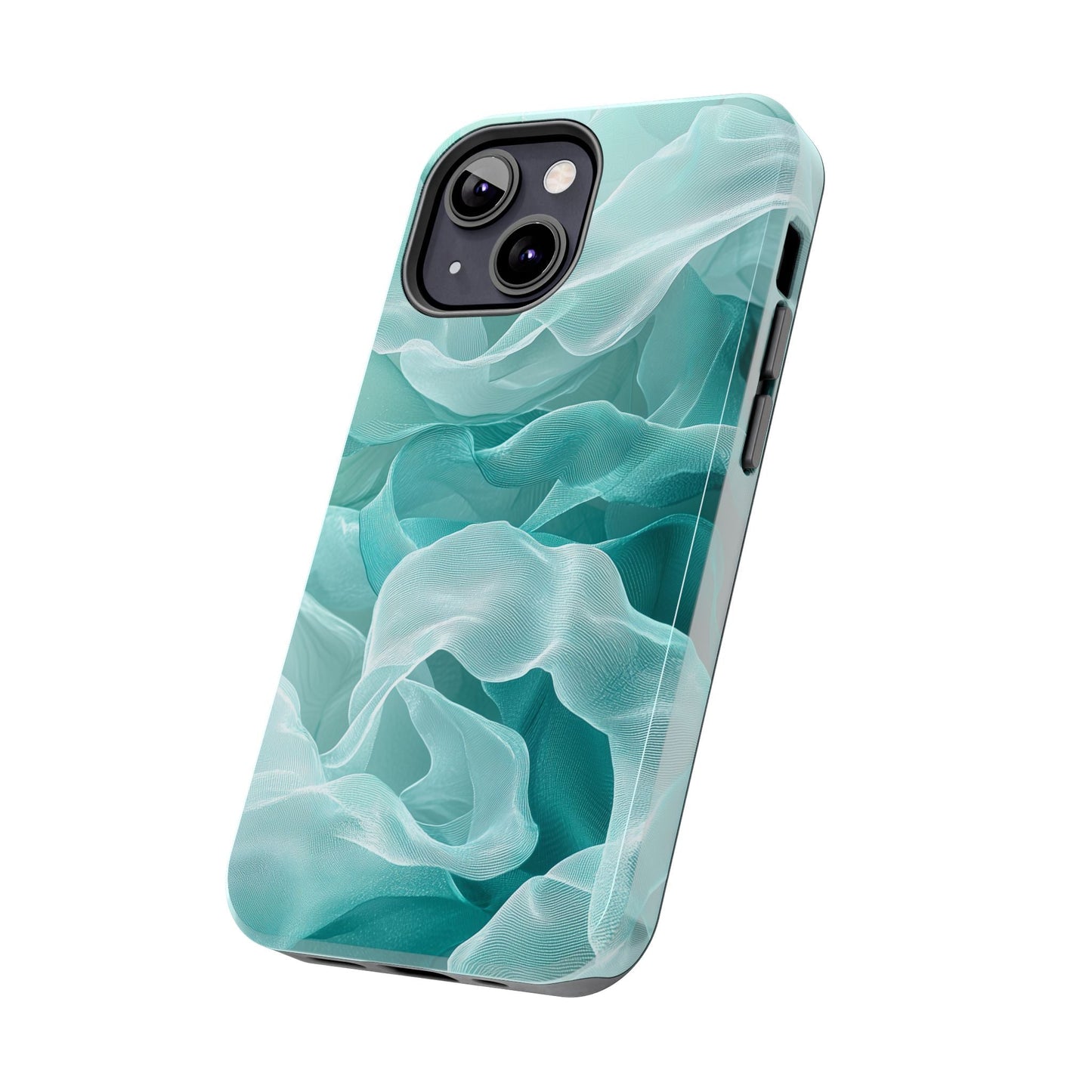 Elegant Flowing Teal Fabric iPhone Case – Soft Waves Design - BOGO Cases