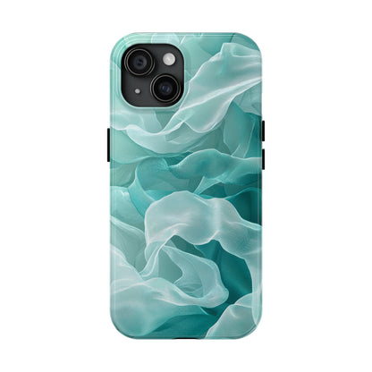 Elegant Flowing Teal Fabric iPhone Case – Soft Waves Design - BOGO Cases