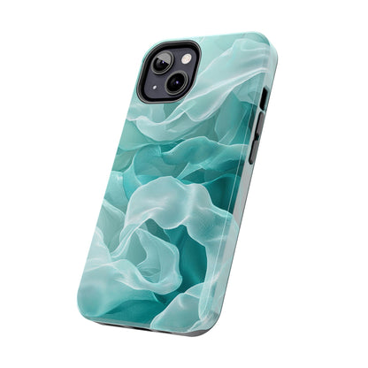 Elegant Flowing Teal Fabric iPhone Case – Soft Waves Design - BOGO Cases