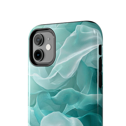 Elegant Flowing Teal Fabric iPhone Case – Soft Waves Design - BOGO Cases