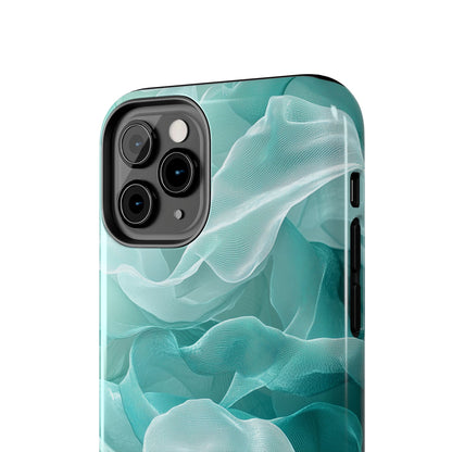 Elegant Flowing Teal Fabric iPhone Case – Soft Waves Design - BOGO Cases