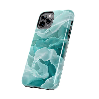 Elegant Flowing Teal Fabric iPhone Case – Soft Waves Design - BOGO Cases