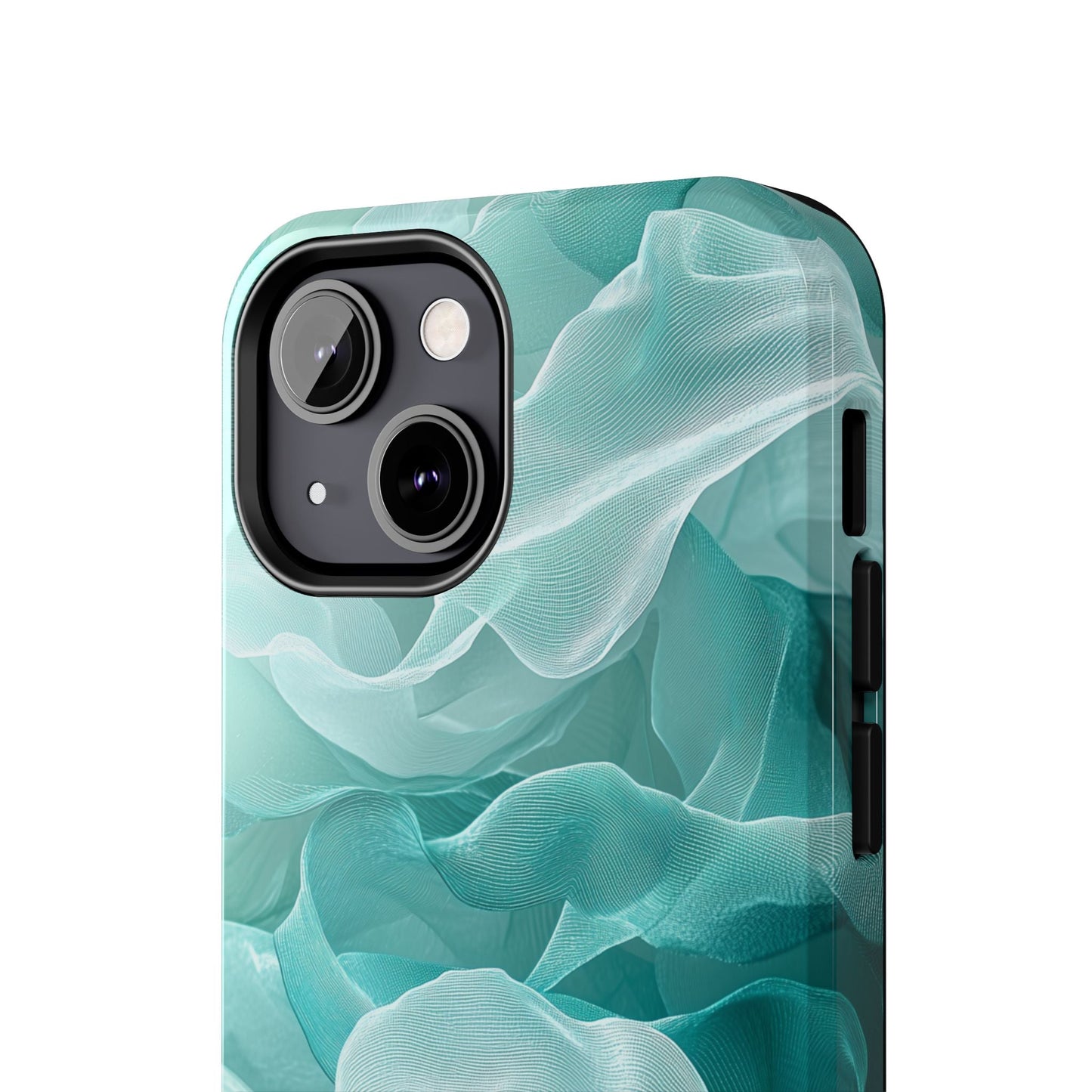 Elegant Flowing Teal Fabric iPhone Case – Soft Waves Design - BOGO Cases