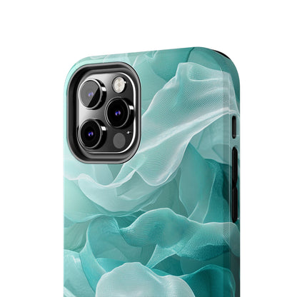 Elegant Flowing Teal Fabric iPhone Case – Soft Waves Design - BOGO Cases