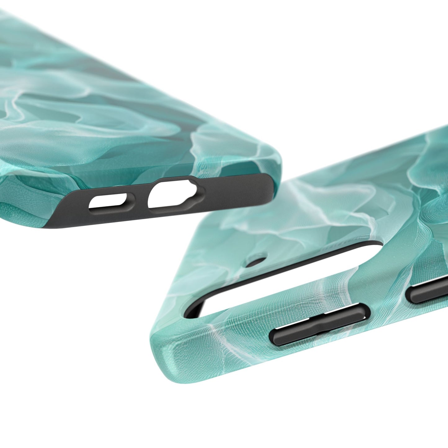 Elegant Flowing Teal Fabric Samsung Galaxy Case – Soft Waves Design - BOGO Cases