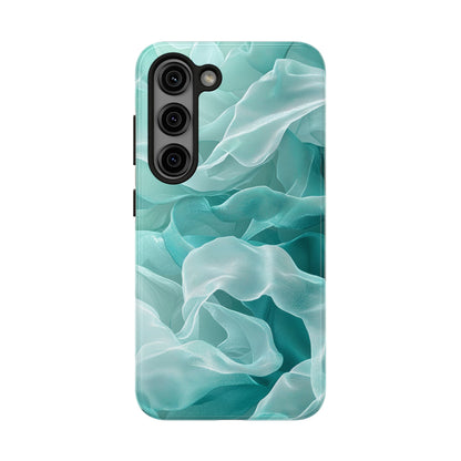 Elegant Flowing Teal Fabric Samsung Galaxy Case – Soft Waves Design - BOGO Cases