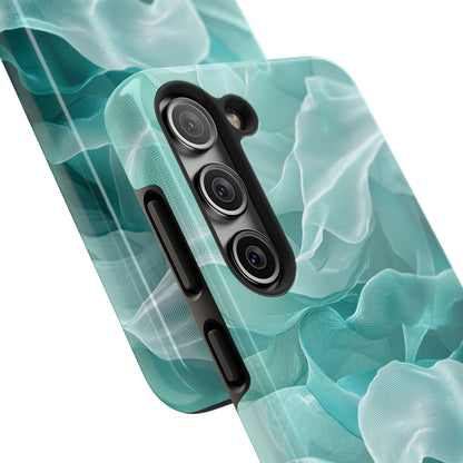 Elegant Flowing Teal Fabric Samsung Galaxy Case – Soft Waves Design - BOGO Cases