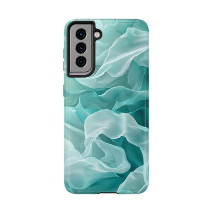 Elegant Flowing Teal Fabric Samsung Galaxy Case – Soft Waves Design - BOGO Cases