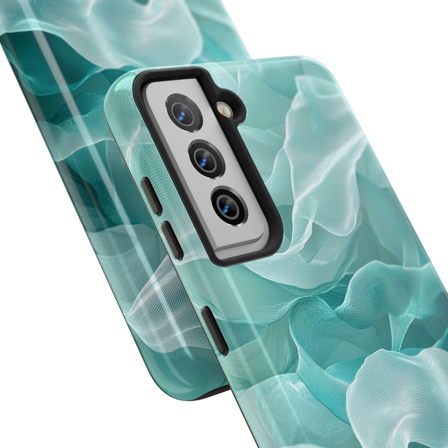 Elegant Flowing Teal Fabric Samsung Galaxy Case – Soft Waves Design - BOGO Cases