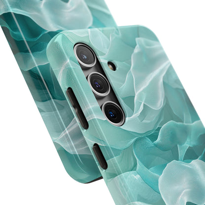 Elegant Flowing Teal Fabric Samsung Galaxy Case – Soft Waves Design - BOGO Cases