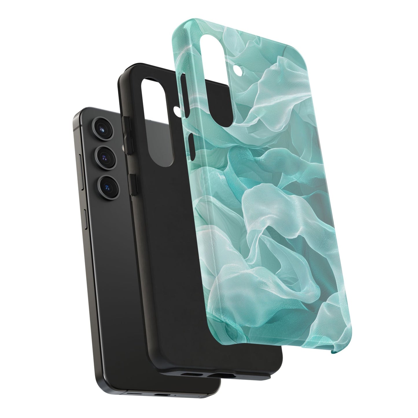 Elegant Flowing Teal Fabric Samsung Galaxy Case – Soft Waves Design - BOGO Cases