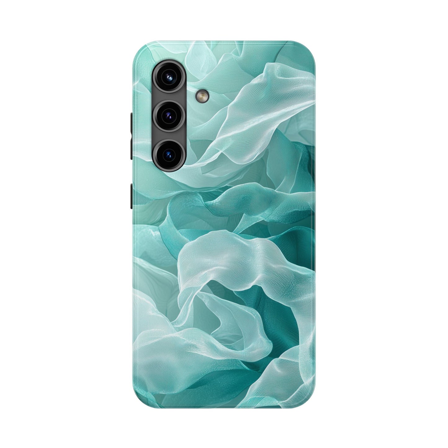 Elegant Flowing Teal Fabric Samsung Galaxy Case – Soft Waves Design - BOGO Cases