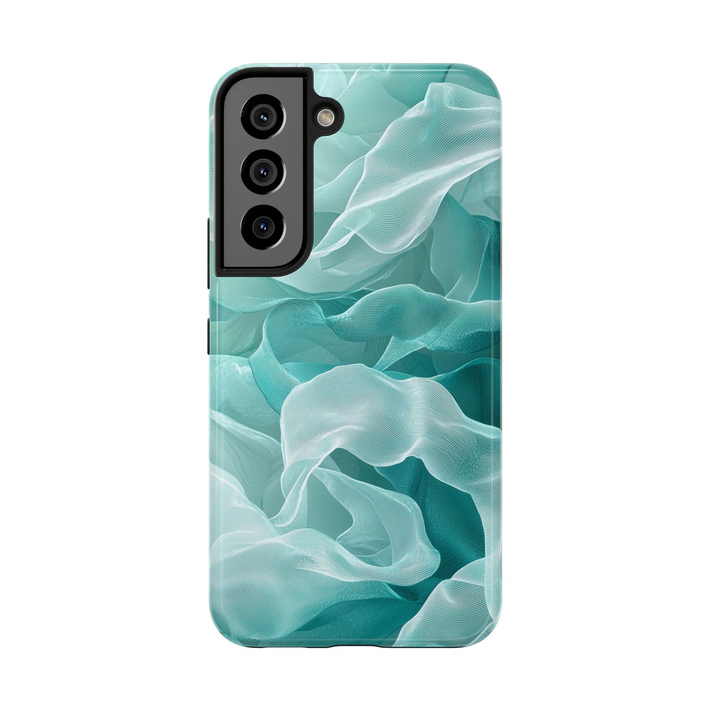 Elegant Flowing Teal Fabric Samsung Galaxy Case – Soft Waves Design - BOGO Cases