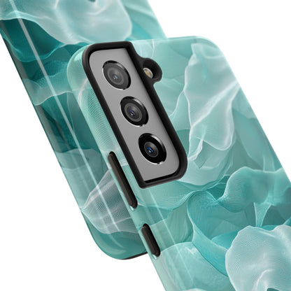 Elegant Flowing Teal Fabric Samsung Galaxy Case – Soft Waves Design - BOGO Cases