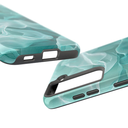 Elegant Flowing Teal Fabric Samsung Galaxy Case – Soft Waves Design - BOGO Cases