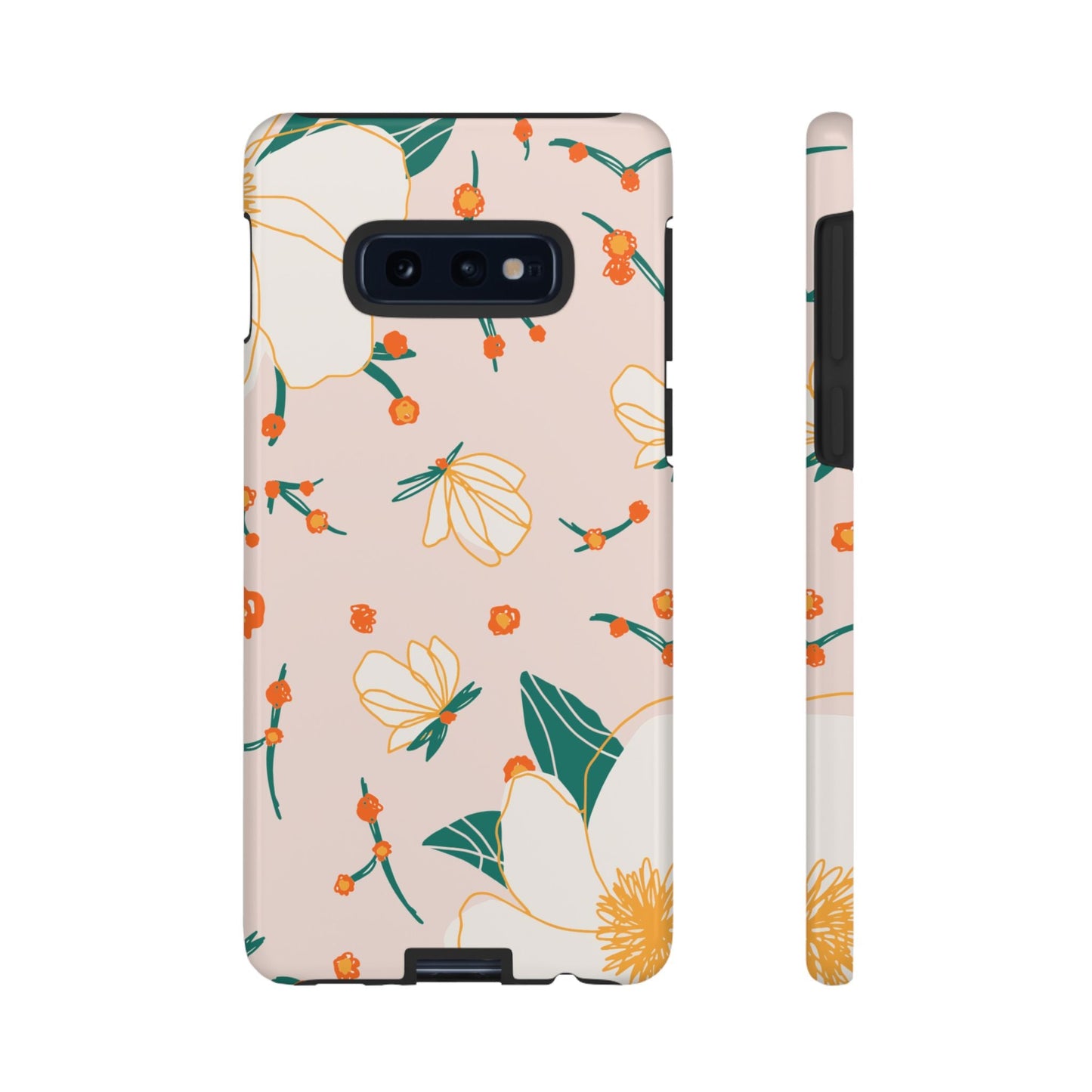 Elegant Magnolia Blossom Tough Samsung Galaxy Case – Soft Blush Background, Shock - Resistant Design - BOGO Cases