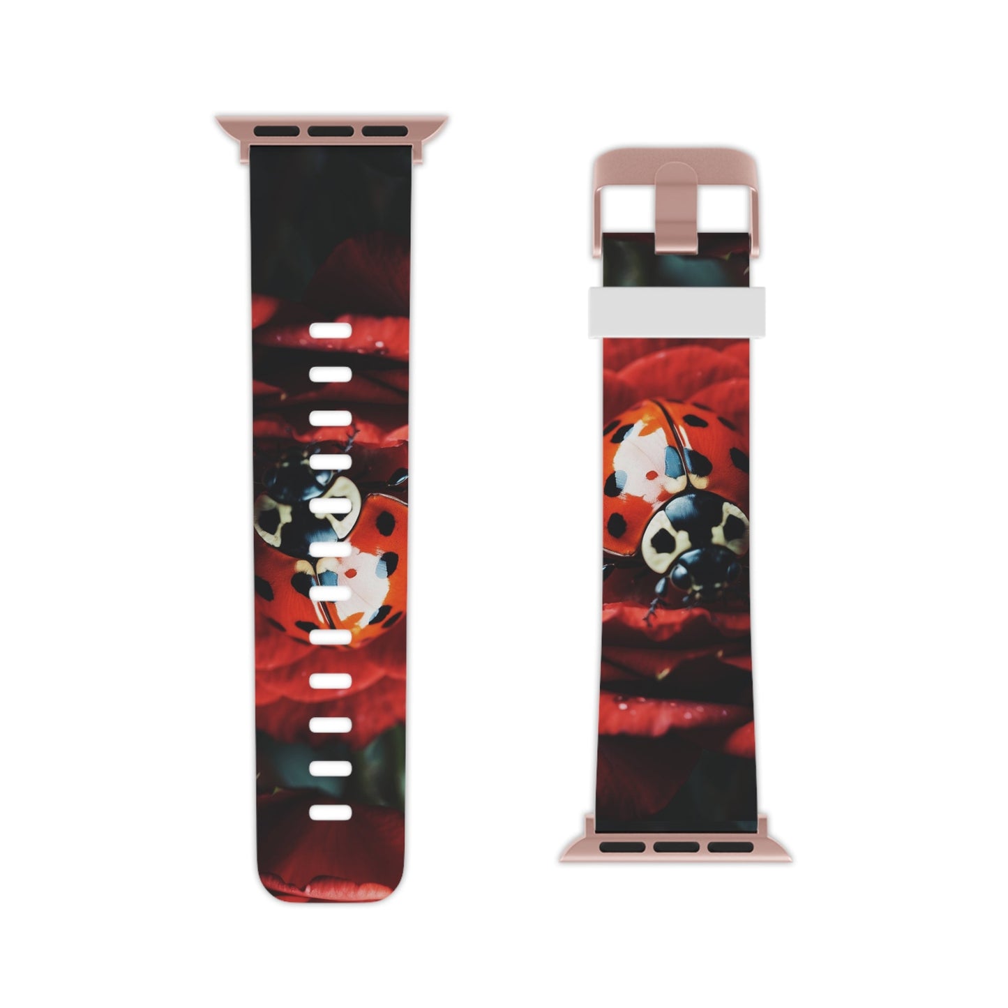 Elegant Rose & Ladybug Charm Apple Watch Band - BOGO Cases