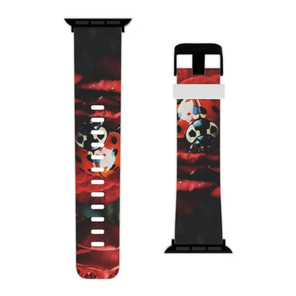 Elegant Rose & Ladybug Charm Apple Watch Band - BOGO Cases