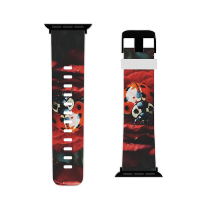 Elegant Rose & Ladybug Charm Apple Watch Band - BOGO Cases