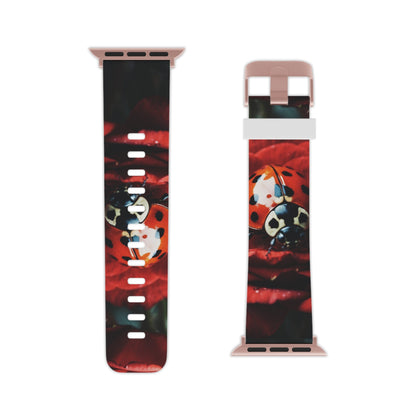 Elegant Rose & Ladybug Charm Apple Watch Band - BOGO Cases