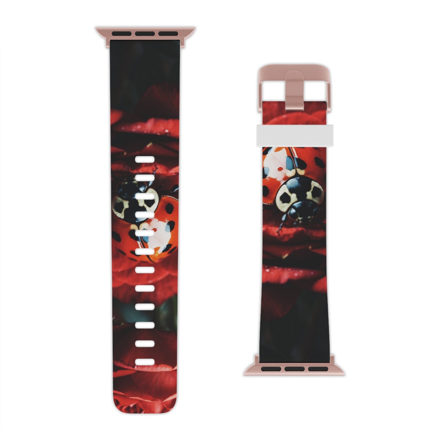 Elegant Rose & Ladybug Charm Apple Watch Band - BOGO Cases