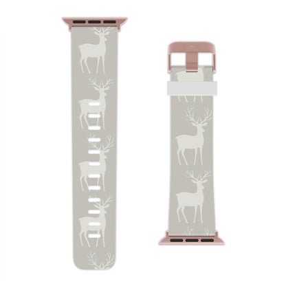 Elegant White Reindeer Pattern Apple Watch Band - BOGO Cases